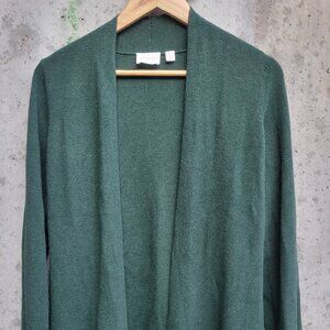 Forest Green Open-Front Long Cardigan Cyrus Rayon Blend Sz S